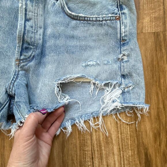 Agolde Parker Vintage Denim Cut Off Shorts Size 28 - Picture 3 of 7